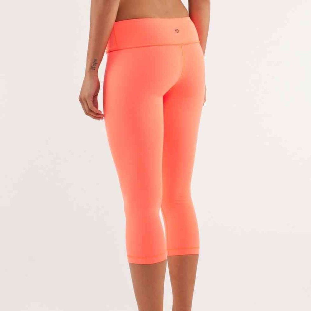 Lululemon Crop Leggings Bright Coral